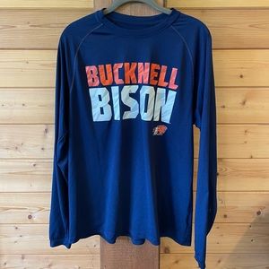Adidas Navy Long Sleeve Tee with Bucknell Bison Print